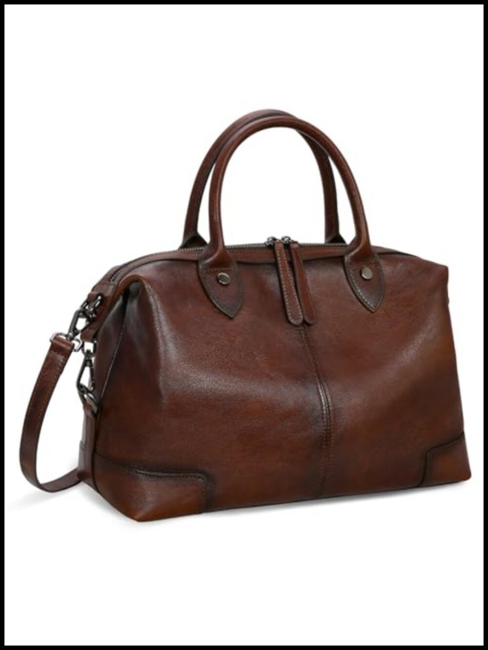 HESHE Genuine Leather Satchel Tote Bag Large Crossbody Purse for Women